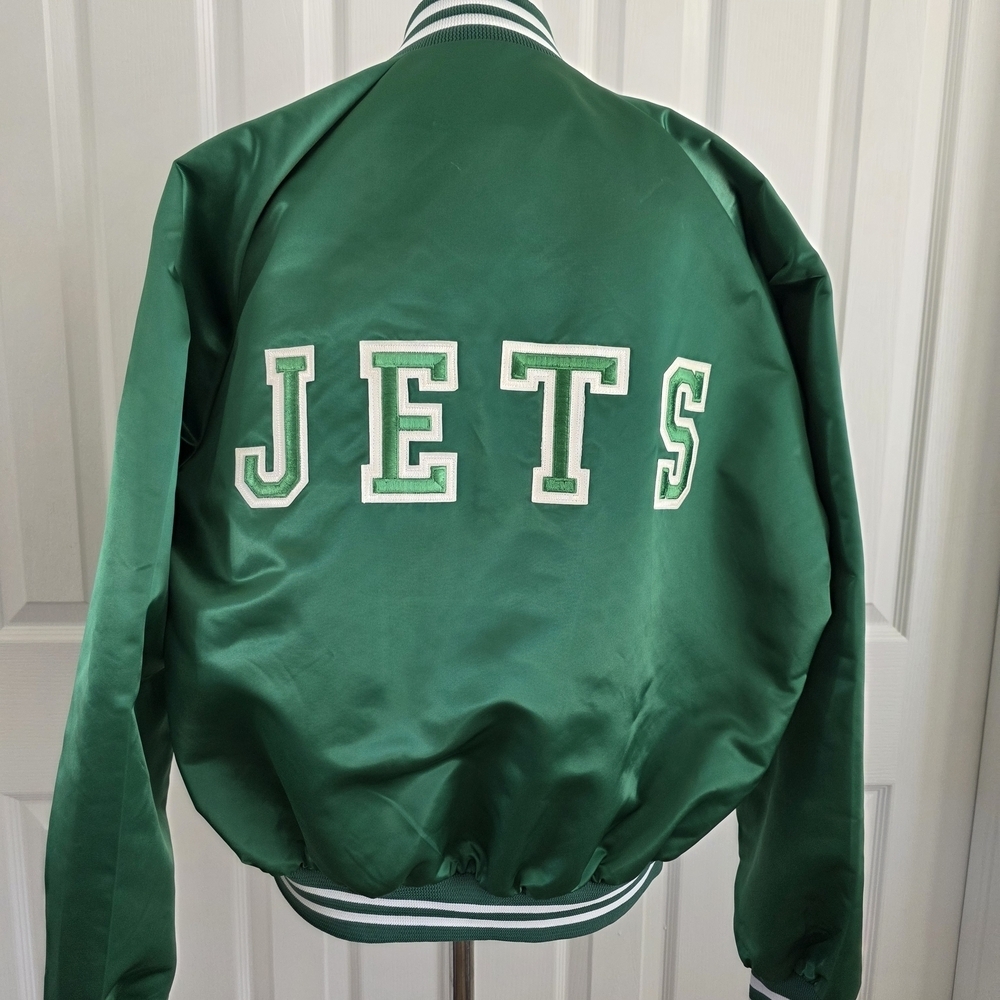 Vintage New York Jets Satin Varsity Jackets Mens L Chalk Line USA NFL - Picture 5 of 15